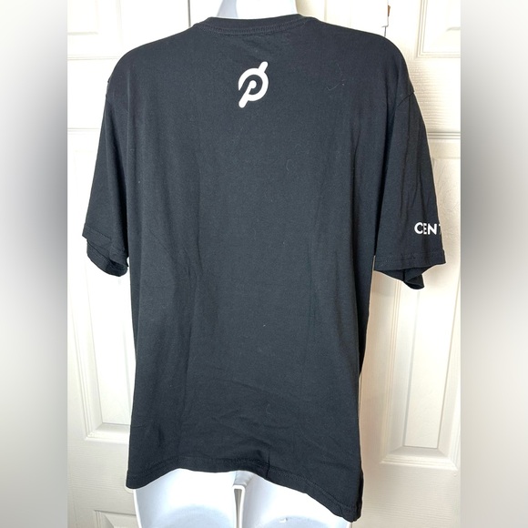 PELOTON Century 100 Club Logo Tee T-Shirt Black White Crewneck Cycling Rides - Picture 5 of 8